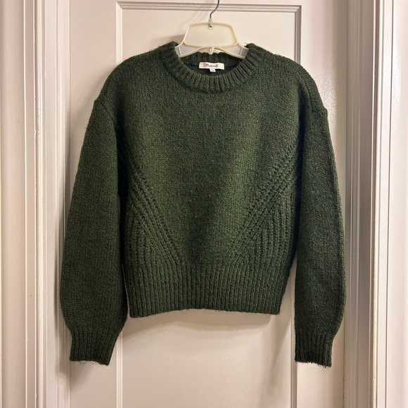 Madewell Sweaters - Madewell Wool Blend Wedge Sweater Heather Dark Olive Women's Size XXS